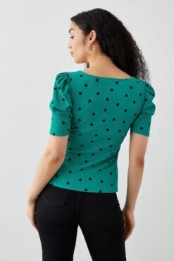 Dorothy Perkins Petite Sweetheart Ruched Body Short Sleeve Top -Perkinsdory Store bqq10576 green xl 2