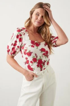 Dorothy Perkins Square Neck Puff Sleeve Top