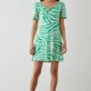 Dorothy Perkins Green Zebra Tie Front Mini Dress