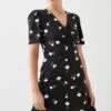 Dorothy Perkins Tall Floral Ruched Front Frill Hem Mini Dress