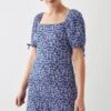 Dorothy Perkins Tall Floral Tie Sleeve Frill Hem Mini Dress