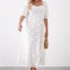 Dorothy Perkins Curve White Broderie Midi Dress