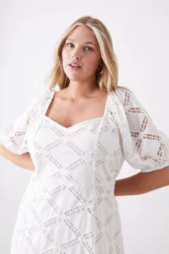 Dorothy Perkins Curve White Broderie Midi Dress -Perkinsdory Store bqq10637 white xl 1