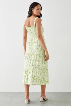 Dorothy Perkins Lime Floral Shirred Tiered Strappy Midi Dress -Perkinsdory Store bqq10752 lime xl 2