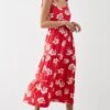 Dorothy Perkins Red Floral Tie Shoulder Midi Dress
