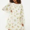 Dorothy Perkins Tall Ivory Ditsy Print Chiffon Full Hem Mini Dress