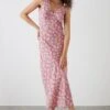 Dorothy Perkins Tall Pink Floral Print Bias Cut Tie Shoulder Midi Dress