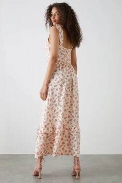 Dorothy Perkins Tall Ivory Ditsy Print Tie Shoulder Ruffle Hem Midi Drss -Perkinsdory Store bqq10801 ivory xl 2