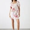 Dorothy Perkins Petite Ivory Large Floral Print Wrap Front Mini Dress