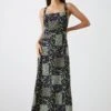 Dorothy Perkins Petite Black Ditsy Scarf Print Square Neck Cami Midi Dress