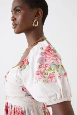 Dorothy Perkins Large Floral Cross Over Detail Midi Dress -Perkinsdory Store bqq10819 ivory xl 3