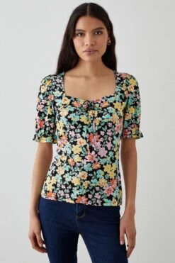 Dorothy Perkins Sweetheart Tie Detail Printed Top
