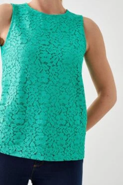 Dorothy Perkins Lace Front Sleeveless Top -Perkinsdory Store bqq10951 green xl 1
