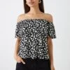 Dorothy Perkins Petite Double Layer Printed Bardot Top
