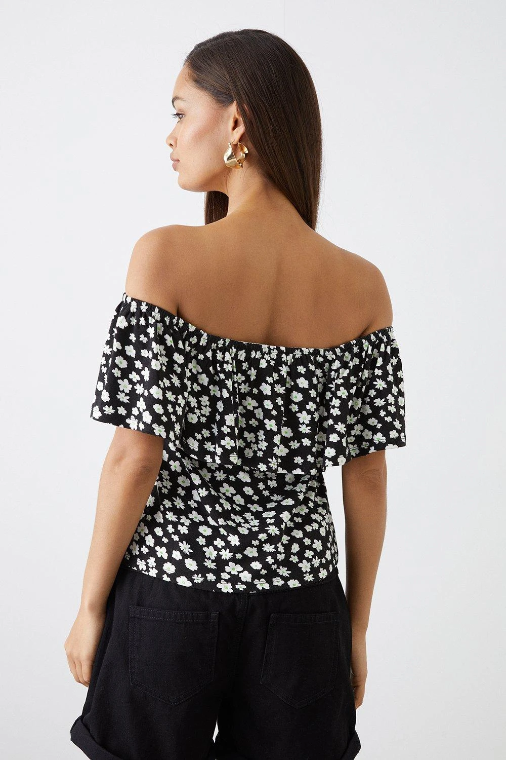 Dorothy Perkins Petite Double Layer Printed Bardot Top 3 Dorothy Perkins Petite Double Layer Printed Bardot Top - Image 3