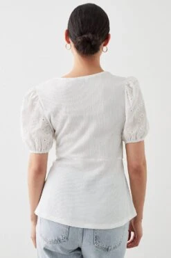 Dorothy Perkins Petite Broderie Sleeve Detail Wrap Top 5 Dorothy Perkins Petite Broderie Sleeve Detail Wrap Top -Perkinsdory Store bqq10955 white xl 2