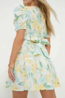 Dorothy Perkins Petite Ivory Floral Ruched Front Mini Dress -Perkinsdory Store bqq11023 ivory xl 2