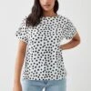Dorothy Perkins Mono Spot Roll Sleeve Blouse