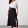 Dorothy Perkins Petite Black Button Through Midi Skirt