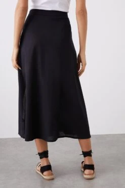 Dorothy Perkins Petite Black Button Through Midi Skirt -Perkinsdory Store bqq11050 black xl 2