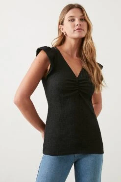 Dorothy Perkins Ruched Front Frill Sleeve Top
