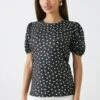 Dorothy Perkins Petite Rib Puff Sleeve Fitted Top