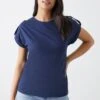 Dorothy Perkins Button Shoulder Roll Sleeve T-Shirt