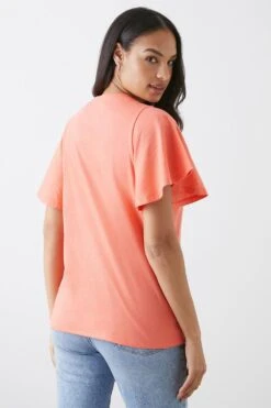 Dorothy Perkins Angel Sleeve V Neck T-Shirt -Perkinsdory Store bqq11081 coral xl 2