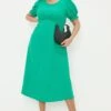 Dorothy Perkins Curve Green Shirred Cuff Midi Dress