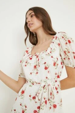 Dorothy Perkins Ivory Square Neck Ruffle Detail Midi Dress -Perkinsdory Store bqq11136 ivory xl 1