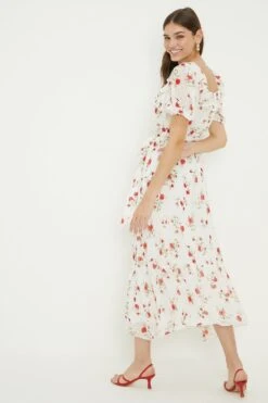 Dorothy Perkins Ivory Square Neck Ruffle Detail Midi Dress -Perkinsdory Store bqq11136 ivory xl 2