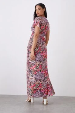 Dorothy Perkins Multi Floral Print V Neck Maxi Dress -Perkinsdory Store bqq11137 multi xl 2