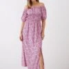 Dorothy Perkins Tall Pink Ditsy Print Bardot Midi Dress