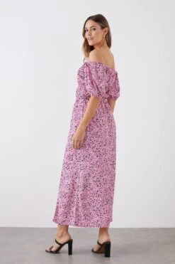 Dorothy Perkins Tall Pink Ditsy Print Bardot Midi Dress -Perkinsdory Store bqq11175 pink xl 2