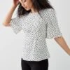 Dorothy Perkins Ivory Spot Angel Sleeve Tea Blouse