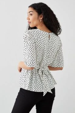 Dorothy Perkins Ivory Spot Angel Sleeve Tea Blouse -Perkinsdory Store bqq11177 ivory xl 2