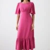 Dorothy Perkins Petite Pink Flutter Sleeve Midi Dress