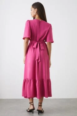 Dorothy Perkins Petite Pink Flutter Sleeve Midi Dress -Perkinsdory Store bqq11178 pink xl 2