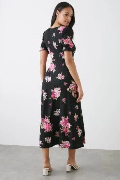Dorothy Perkins Spaced Floral V Neck Midi Dress -Perkinsdory Store bqq11193 black xl 2