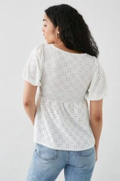 Dorothy Perkins Tie Front Broderie Jersey Top -Perkinsdory Store bqq11324 white xl 2