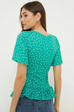 Dorothy Perkins Drawstring Frill Hem Top 5 Dorothy Perkins Drawstring Frill Hem Top -Perkinsdory Store bqq11329 green xl 2