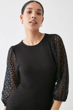 Dorothy Perkins Contrast Lace Sleeve Top