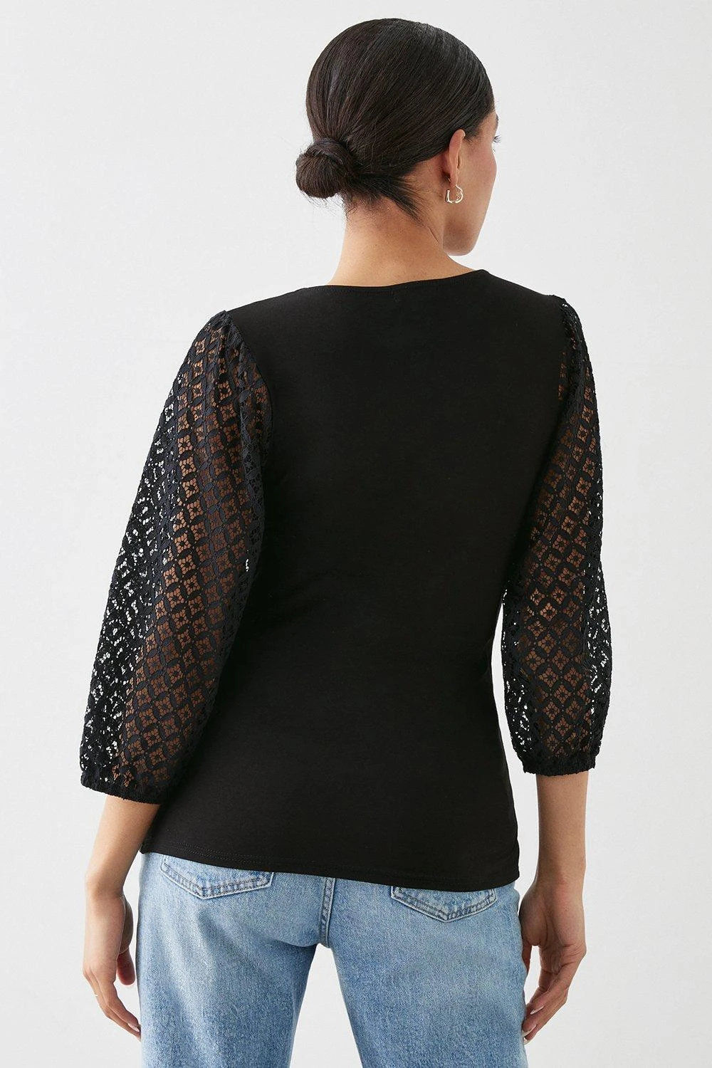 Dorothy Perkins Contrast Lace Sleeve Top 3 Dorothy Perkins Contrast Lace Sleeve Top - Image 3