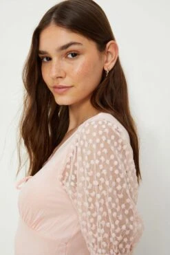 Dorothy Perkins Embroidered Chiffon Tie Front Top 5 Dorothy Perkins Embroidered Chiffon Tie Front Top -Perkinsdory Store bqq11332 blush xl 1