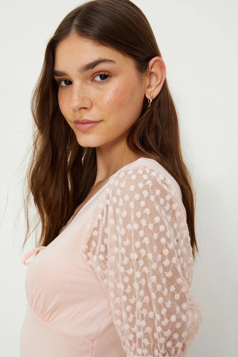 Dorothy Perkins Embroidered Chiffon Tie Front Top 2 Dorothy Perkins Embroidered Chiffon Tie Front Top - Image 2