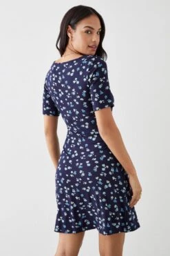 Dorothy Perkins Navy Ditsy Sweetheart Neck Mini Dress -Perkinsdory Store bqq11370 navy xl 2