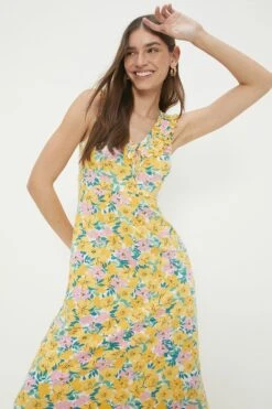 Dorothy Perkins Floral Ruffle V Neck Midi Dress -Perkinsdory Store bqq11382 multi xl 1