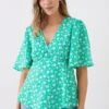 Dorothy Perkins Green Ditsy Button Front Tea Blouse