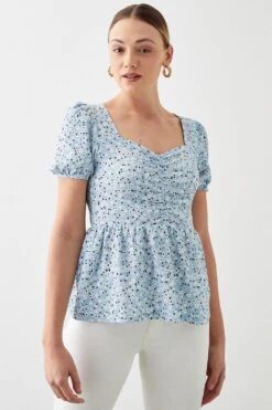 Dorothy Perkins Ditsy Printed Sweetheart Ruched Top