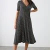Dorothy Perkins Mono Spot Print Short Sleeve Wrap Dress